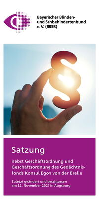 Deckblatt der Satzung des BBSB, zuletzt geändert und beschlossen am 11. November 2023 in Augsburg